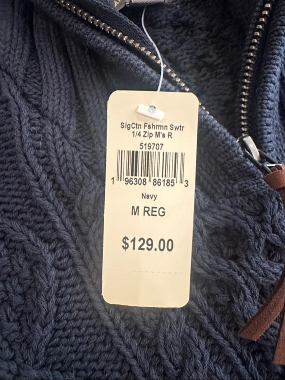 Men's Navy Cable-Knit Quarter-Zip Sweater